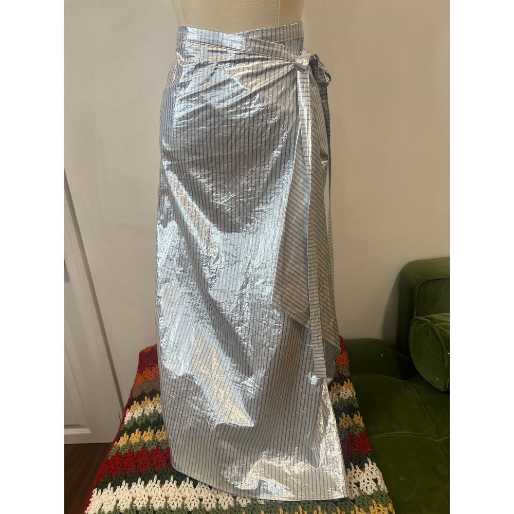 Womens COS Metallic Striped Wrap Skirt Size 12 - Picture 6 of 10